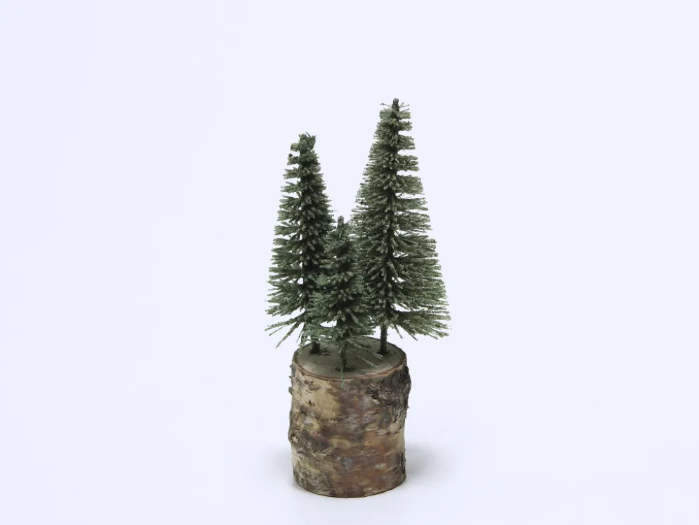 ARBOL DECORATIVO BASE MADERA 15CM VERDE