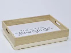 BANDEJA DESAYUNO CON ALMOHADA MADERA 40X30X10CM