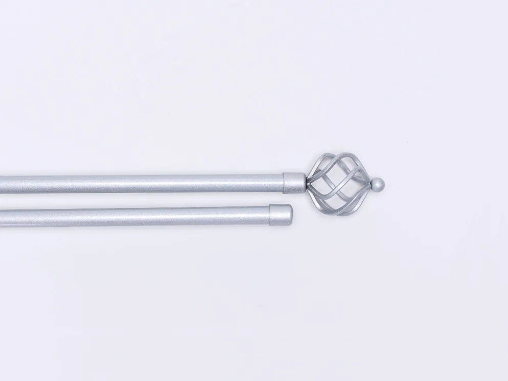 BARRA CORTINA DOBLE 120-210 PIÑA PLATA