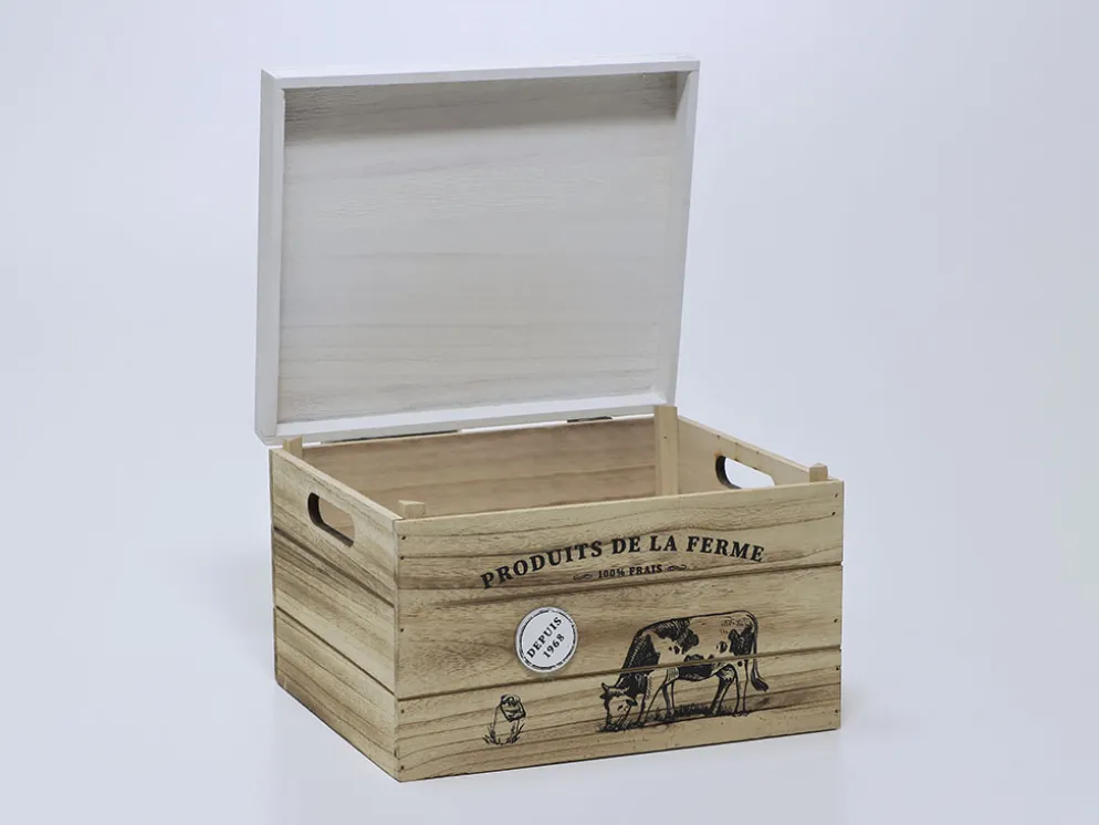 BAUL MADERA GRANJA NATURAL 30X25X19CM