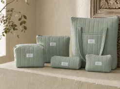 BOLSO ALGODON VERDE AGUA ACOLCHADO CREMALLERA