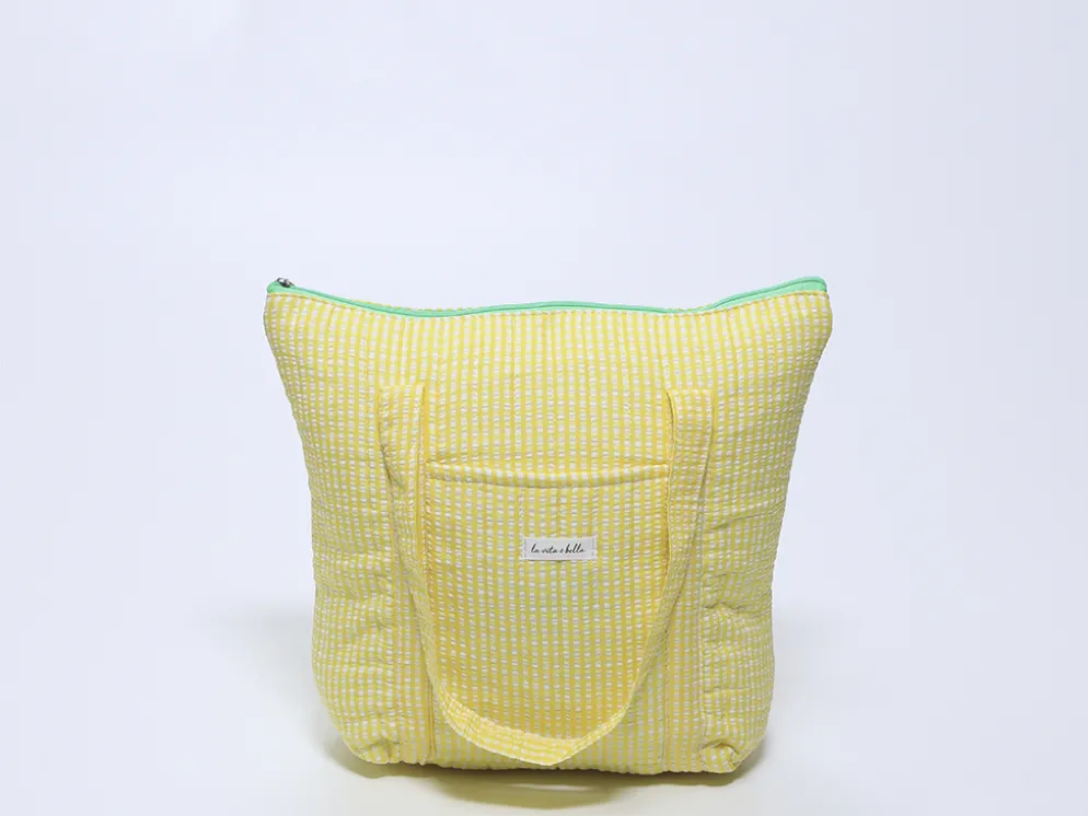BOLSO CON CREMALLERA VICHY AMARILLO