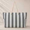 BOLSO DE PLAYA RAYAS ANTRACITA 50X14X36