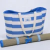 BOLSO PLAYA CON ESTERILLA RAYAS AZUL