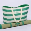 BOLSO PLAYA CON ESTERILLA RAYAS VERDE
