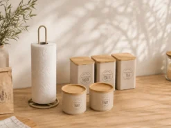 BOTE APILABLE TAPA BAMBU BEIGE SNACK
