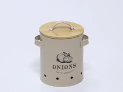 BOTE CEBOLLAS TAPA BAMBU BEIGE