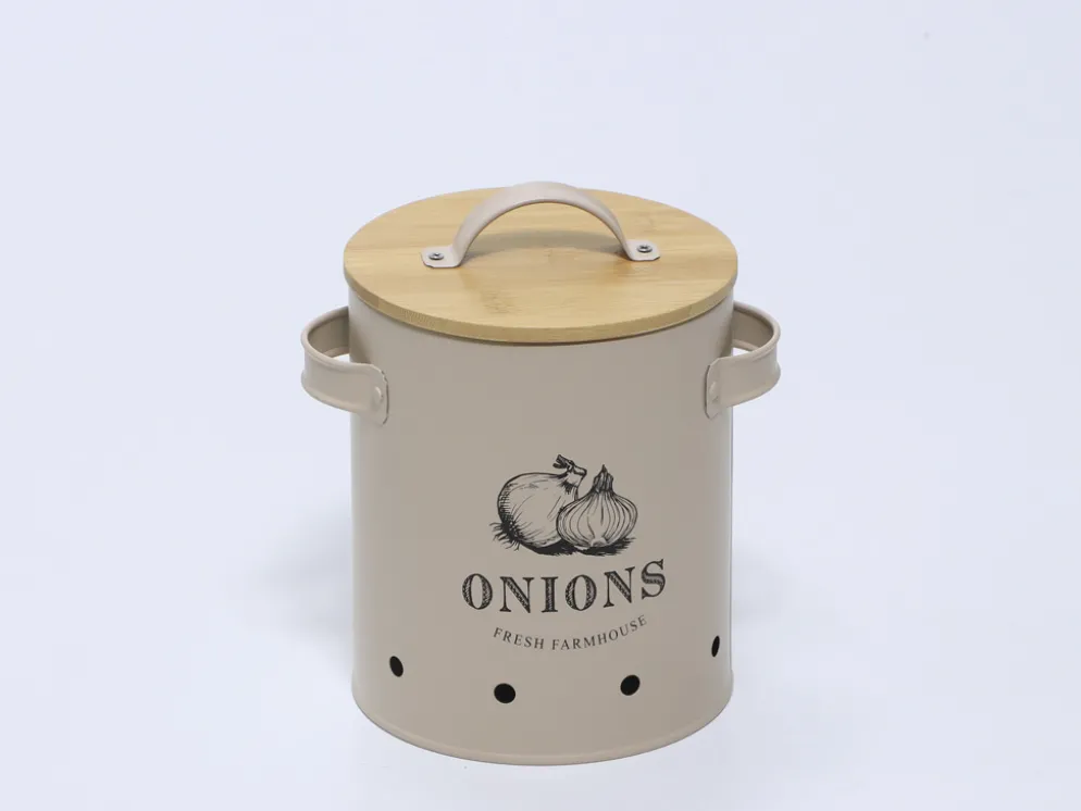 BOTE CEBOLLAS TAPA BAMBU BEIGE