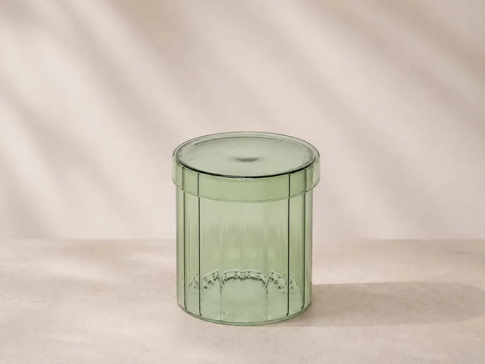 BOTE CRISTAL CON TAPA VERDE