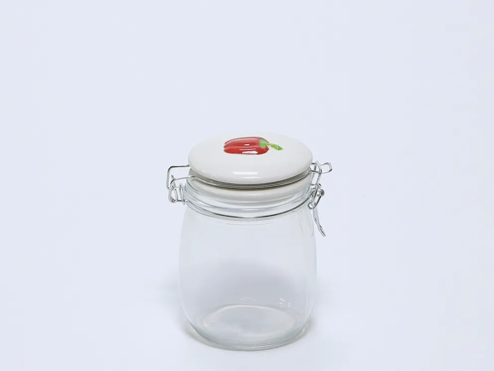 BOTE CRISTAL TAPA PIMIENTO CERAMICA 800ML