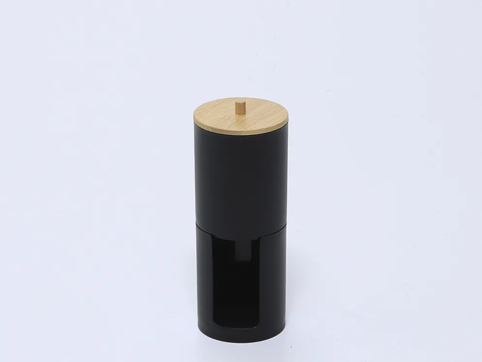BOTE DOBLE PLASTICO TAPA BAMBU NEGRO