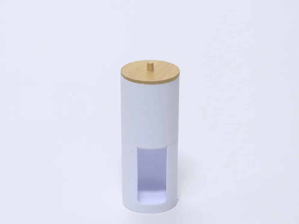 BOTE PLASTICO DOBLE TAPA BAMBU BLANCO