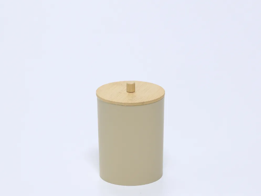 BOTE PLASTICO TAPA BAMBU BEIGE