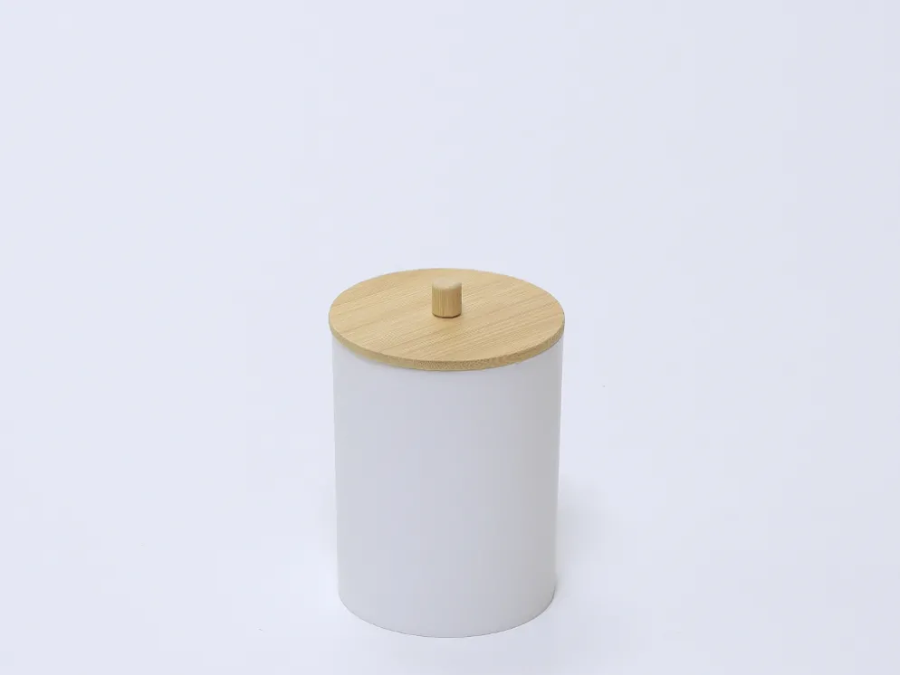 BOTE PLASTICO TAPA BAMBU BLANCO