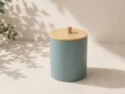BOTE PLASTICO TAPA BAMBU MENTA