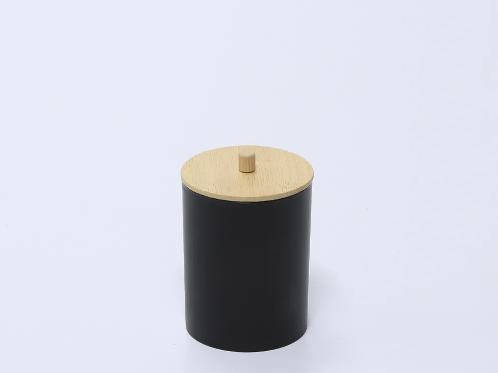 BOTE PLASTICO TAPA BAMBU NEGRO