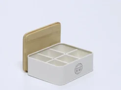 CAJA 6 HUECOS TE TAPA BAMBU CREMA