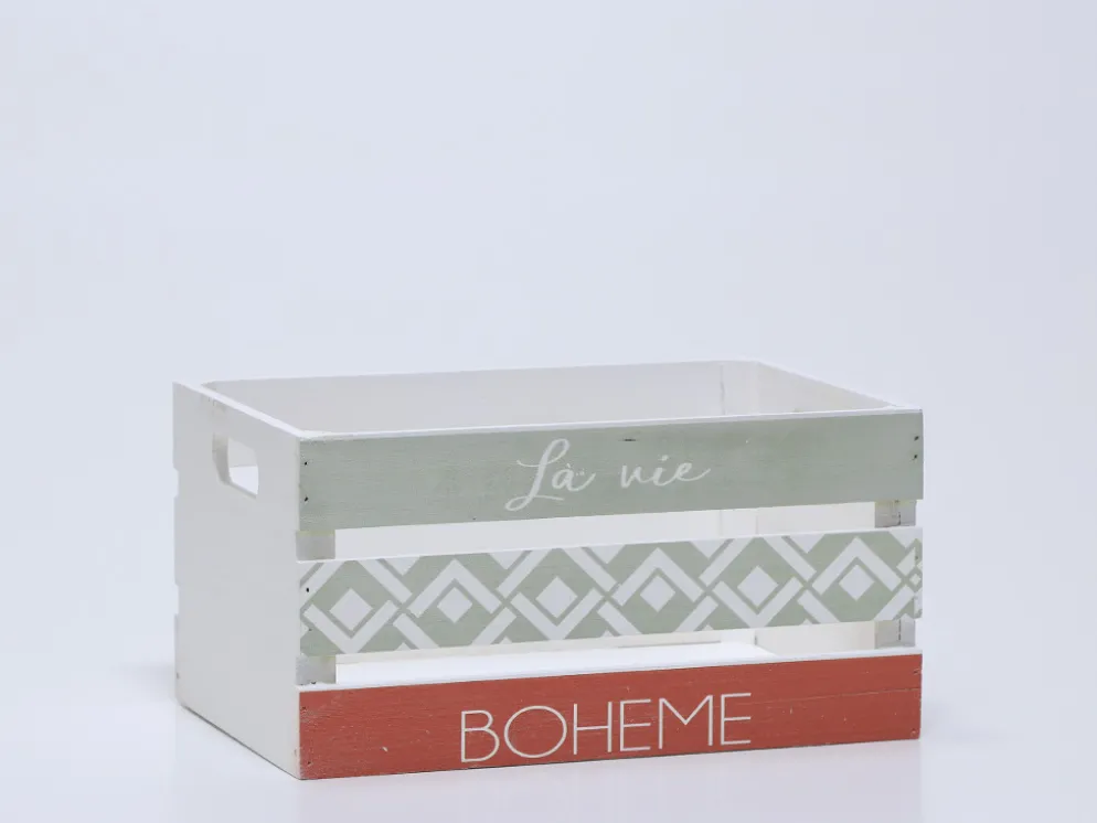 CAJA MADERA LETRAS BLANCA/ROSA MEDIANA 31X16X21CM
