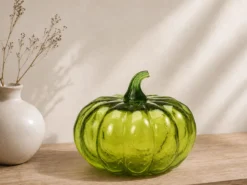 CALABAZA CRISTAL LED 13CM VERDE