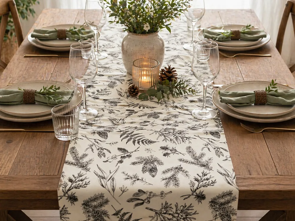 CAMINO DE MESA BOTANIC NEGRO CRUDO 50×100