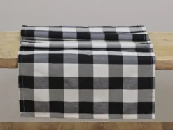 CAMINO MESA VICHY 45X150CM NEGRO/CRUDO