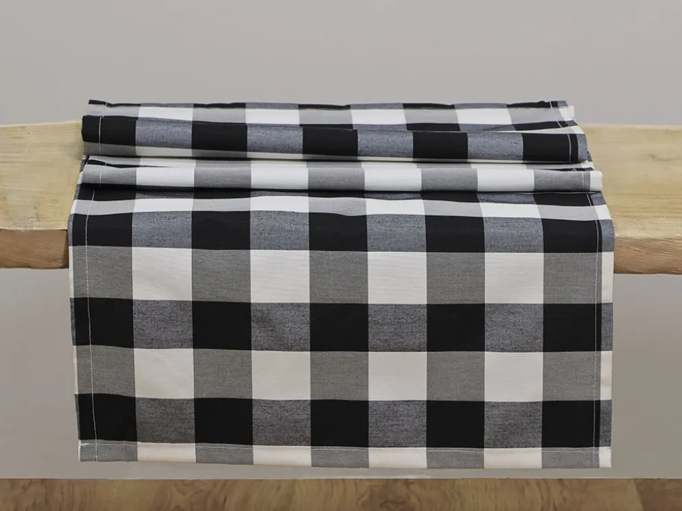CAMINO MESA VICHY 45X150CM NEGRO/CRUDO
