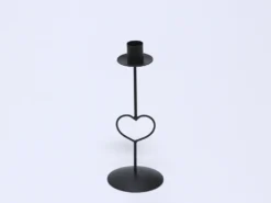 CANDELABRO NEGRO CORAZON 21CM