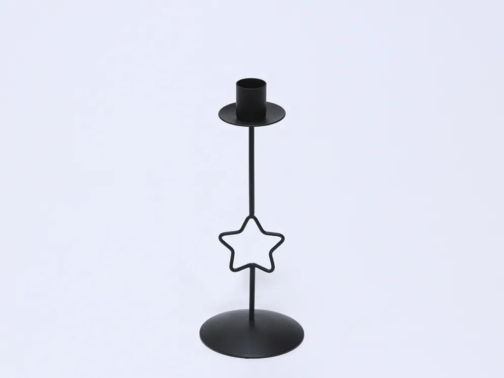 CANDELABRO NEGRO ESTRELLA 21CM