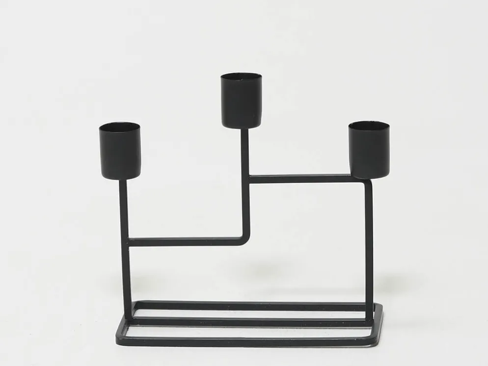 CANDELABRO 3 VELAS NEGRO 15X8X15CM