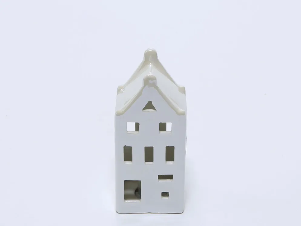 CASA PORCELANA CON LED 15CM BLANCA A