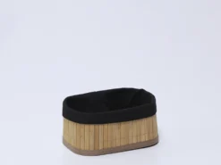 CESTA BAMBU TELA NEGRA 16X10X8CM