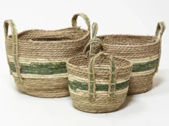 CESTA C/ASA NATU/VERDE Ø33X32CM