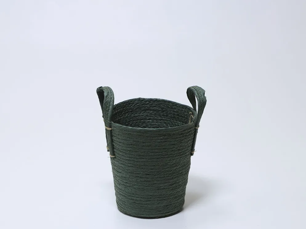 CESTA CUERDA VERDE OSCURO Ø25X24CM