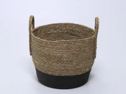 CESTA FIBRA ALGODON BICOLOR NEGRA 33×29