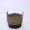 CESTA FIBRA ALGODON BICOLOR NEGRA 26X20