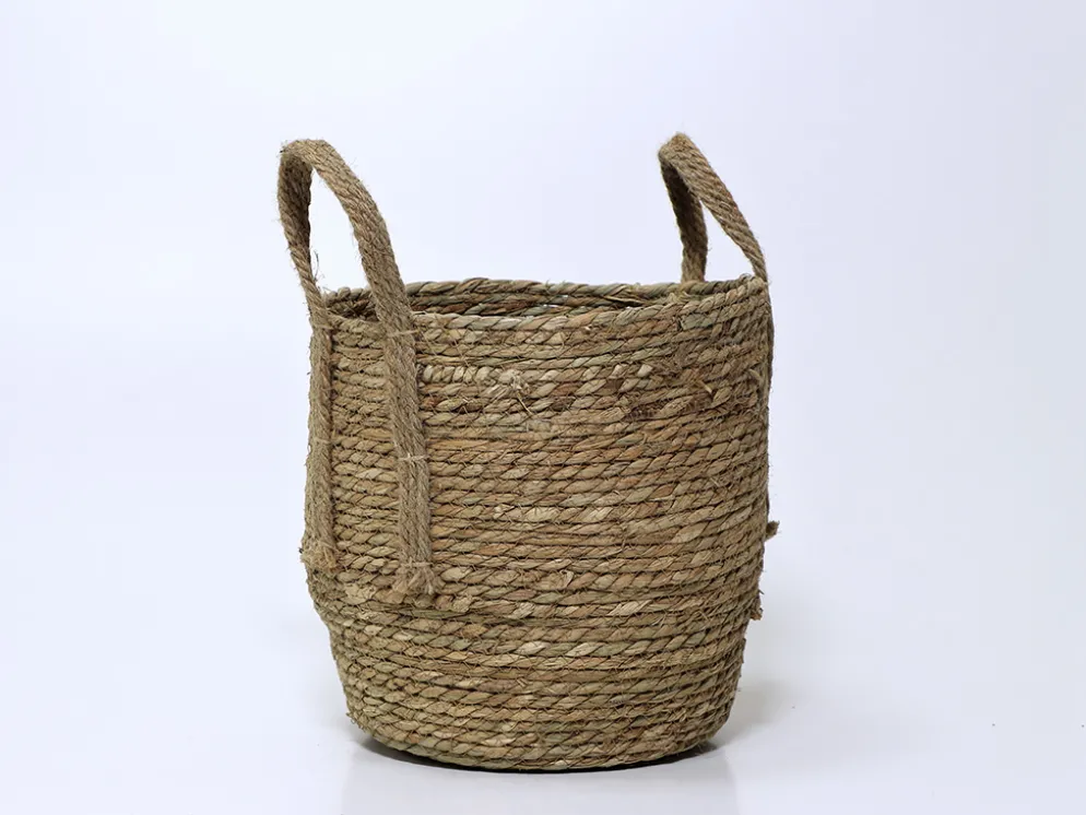 CESTA FIBRA NATURAL CON ASAS Ø30X30CM