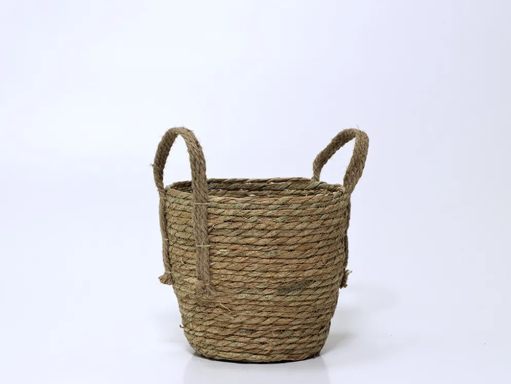 CESTA FIBRA NATURAL CON ASAS Ø23X23CM