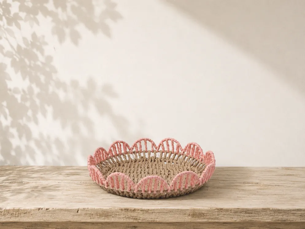 CESTA FRUTERO FLOR ROSA 25CM