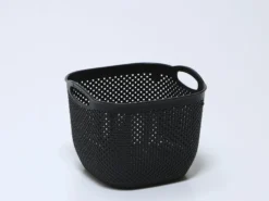 CESTA NEGRA CALADA 23X23X19CM