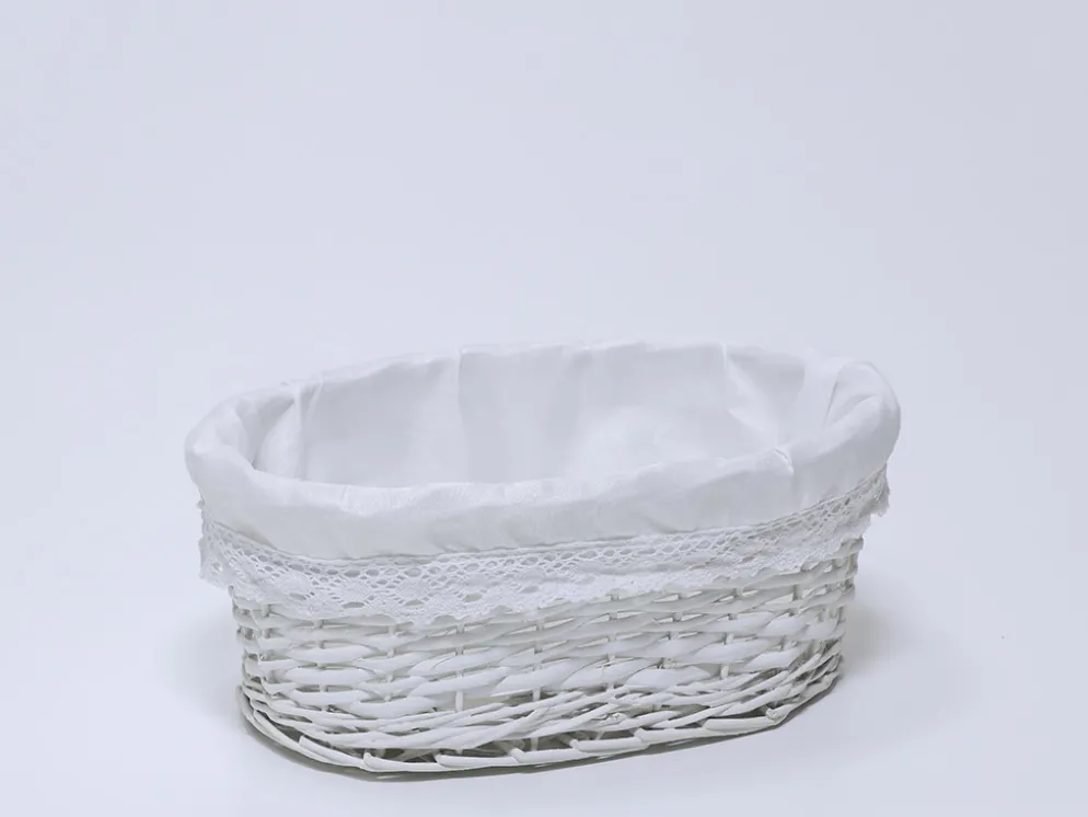 CESTA OVAL BLANCA MEDIANA 34X14X24CM