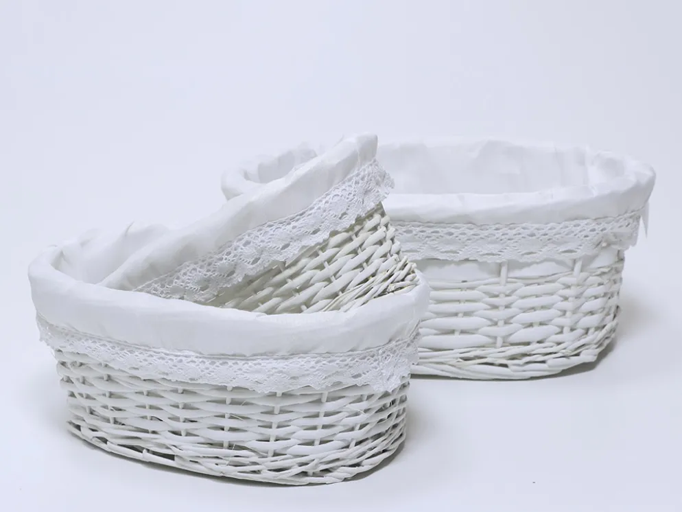CESTA OVAL BLANCA PEQUEÑA 29X12.5X18CM
