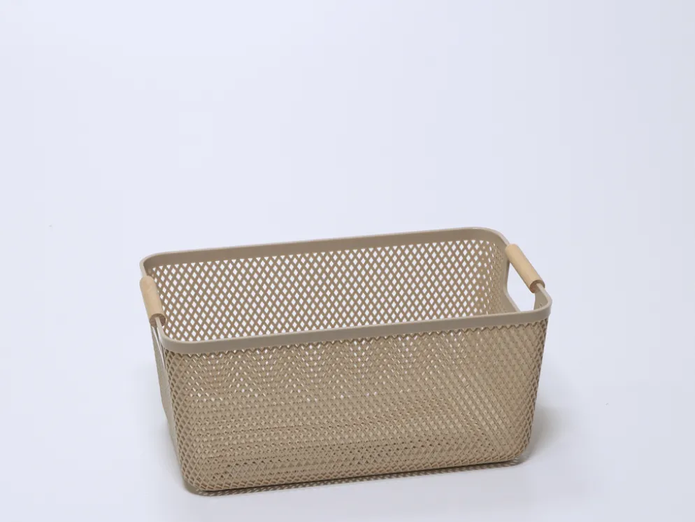 CESTA PLASTICO ASA BAMBU BEIGE 36X22