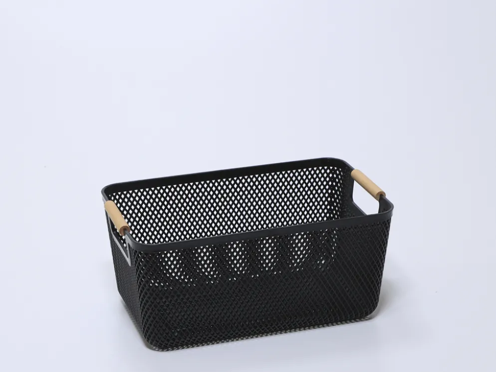 CESTA PLASTICO ASA BAMBU NEGRA 36X22