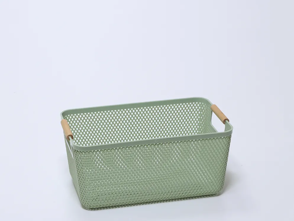 CESTA PLASTICO ASA BAMBU VERDE 36X22