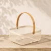 CESTA RECTANGULAR BEIGE ASA BAMBU