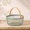 CESTA REDONDA VERDE ASA BAMBU