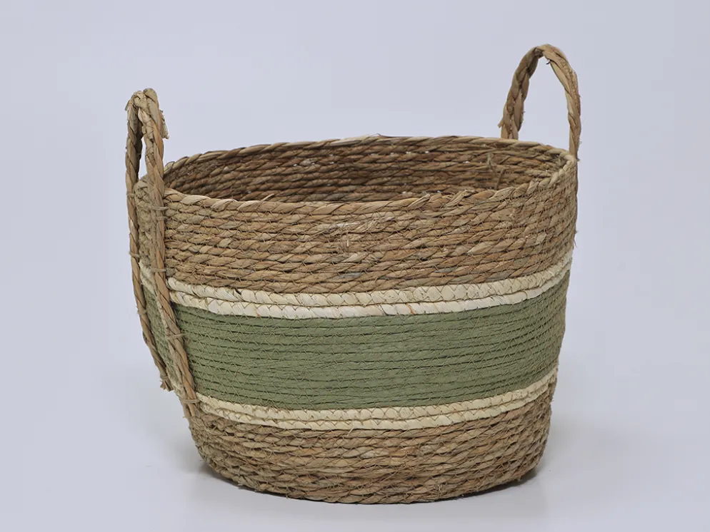 CESTA VERDE/NATURAL GRANDE Ø34X26CM