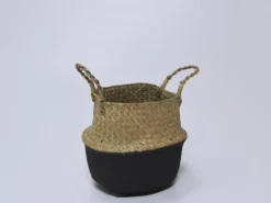 CESTO JUNCO NEGRO/NATURAL PEQUEÑO Ø21X25XØ21CM