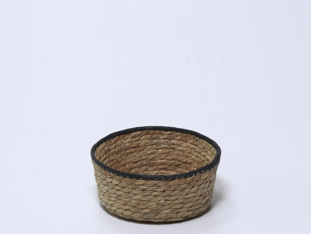 CESTO NATURAL REDONDO 20CM BORDE NEGRO