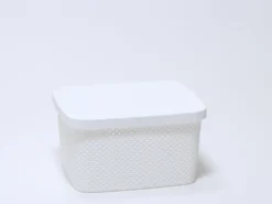 CESTO PLASTICO BLANCO CON TAPA 7 LITROS